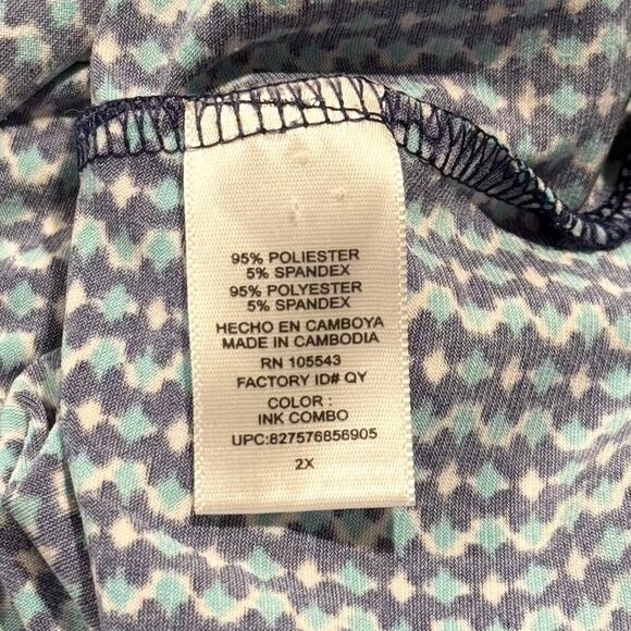 Daisy Fuentes Dress Maxi Coastal Grandma Beachy Boho Cottage Minimalist Blue 2X - Picture 3 of 6